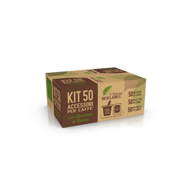 Kit Caffè 50 Servizi con Zucchero di Canna | Scatola